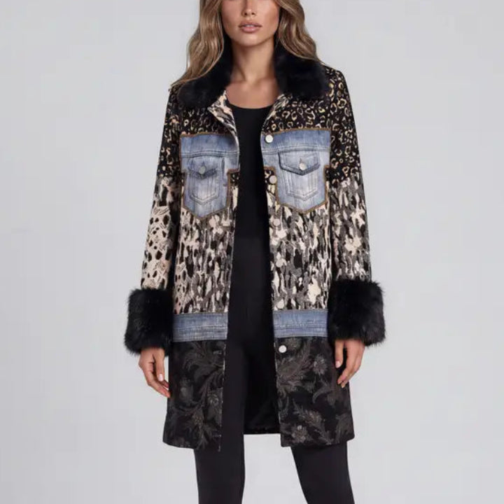 ADORE MIXED MEDIA FAUX FUR TRIM COAT