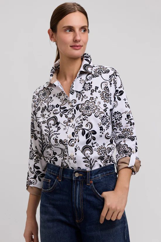 FOXCROFT MARGIE ABSTRACT DAISY LONG SLEEVE