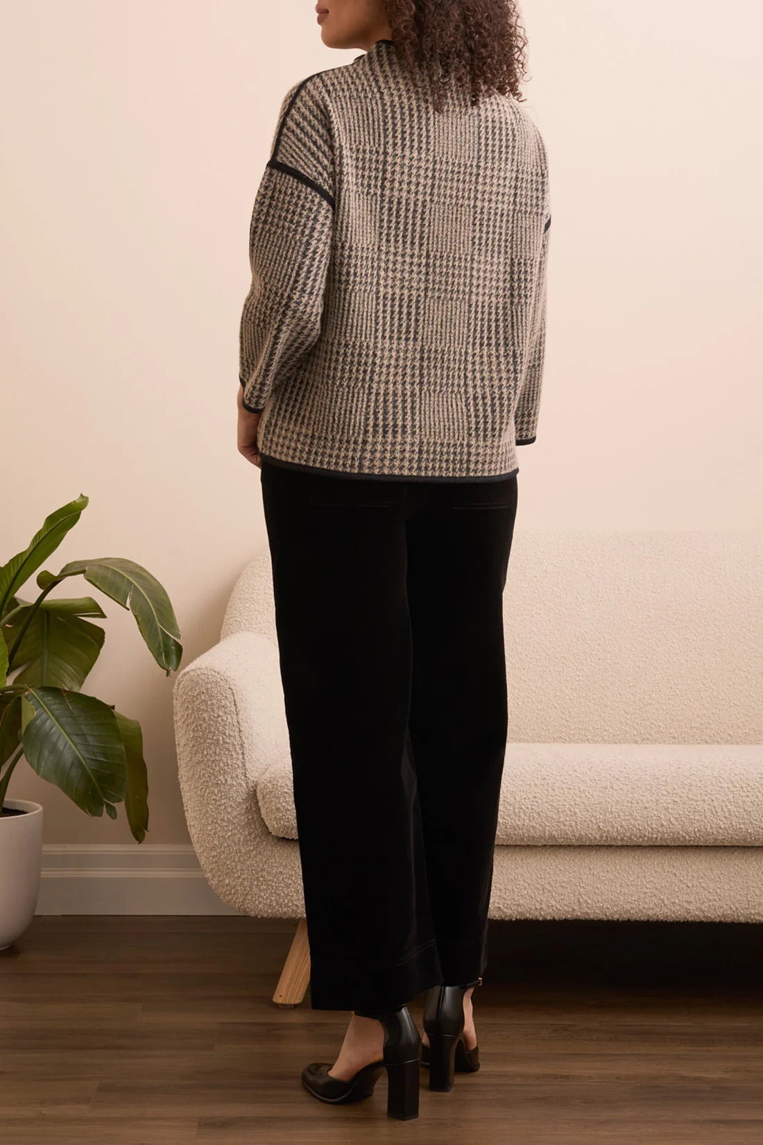 TRIBAL THREE QUARTER SLEEVE MOCK NECK SWEATER