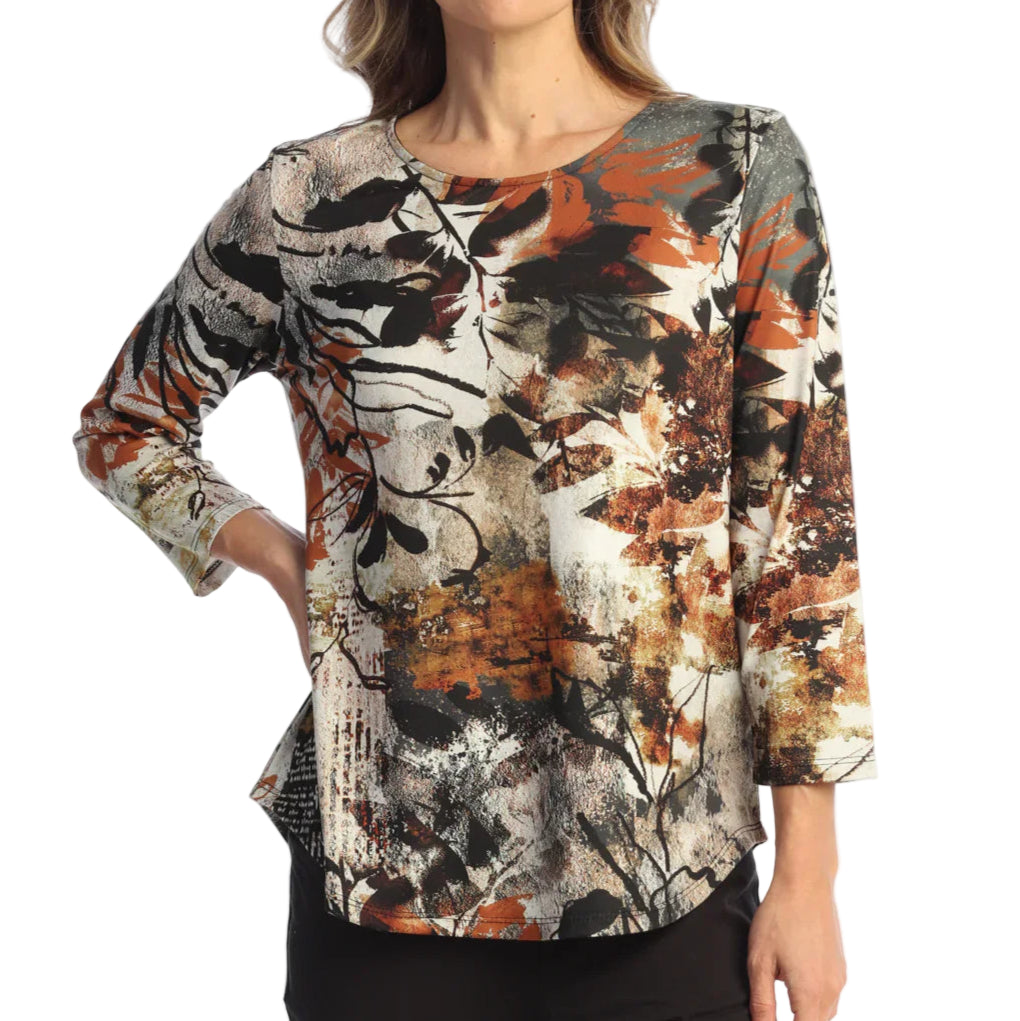 JESS & JANE LEAF PRINT TOP