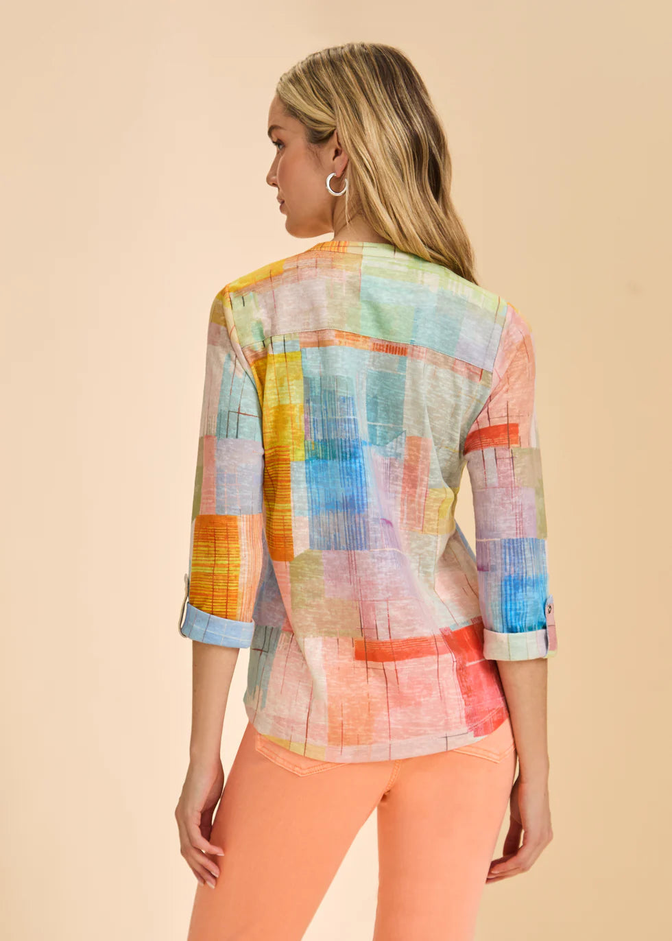 FDJ 3/4 SLEEVE HENLEY TOP