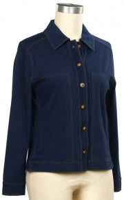 LINKS KNIT DARK DENIM LOOK JACKET