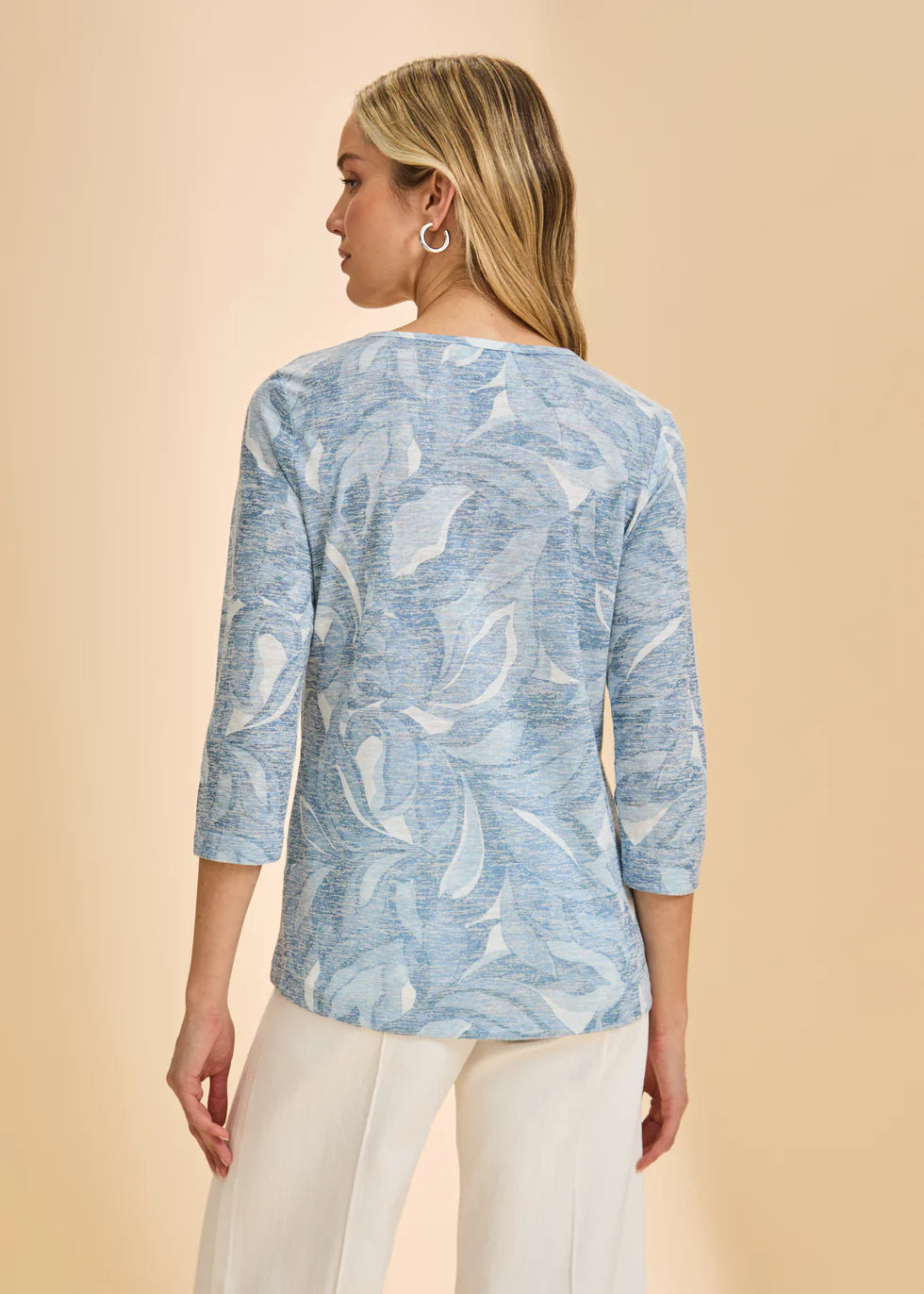 FDJ 3/4 SLEEVE NOTCH TOP IN INDIGO
