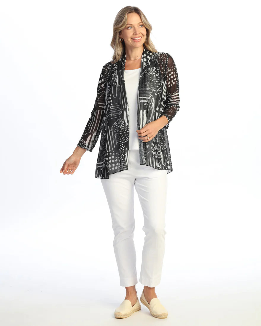 JESS & JANE CREPE MESH CARDIGAN