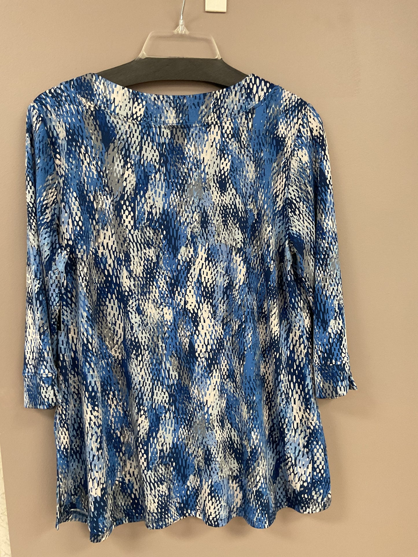 N TOUCH BLUE/SILVER/CREAM PRINT TOP