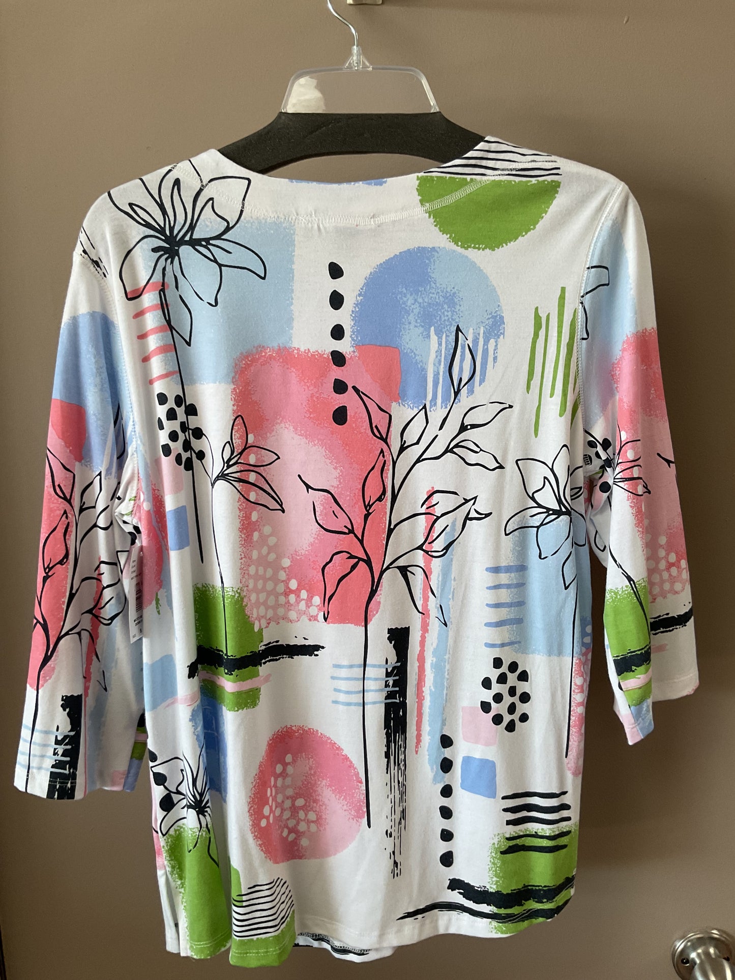 N TOUCH WHITE/PINK/NAVY PRINT TOP