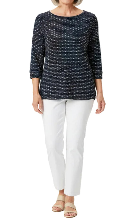 SOUTHERN LADY BLACK/WHITE DOT PRINT TOP