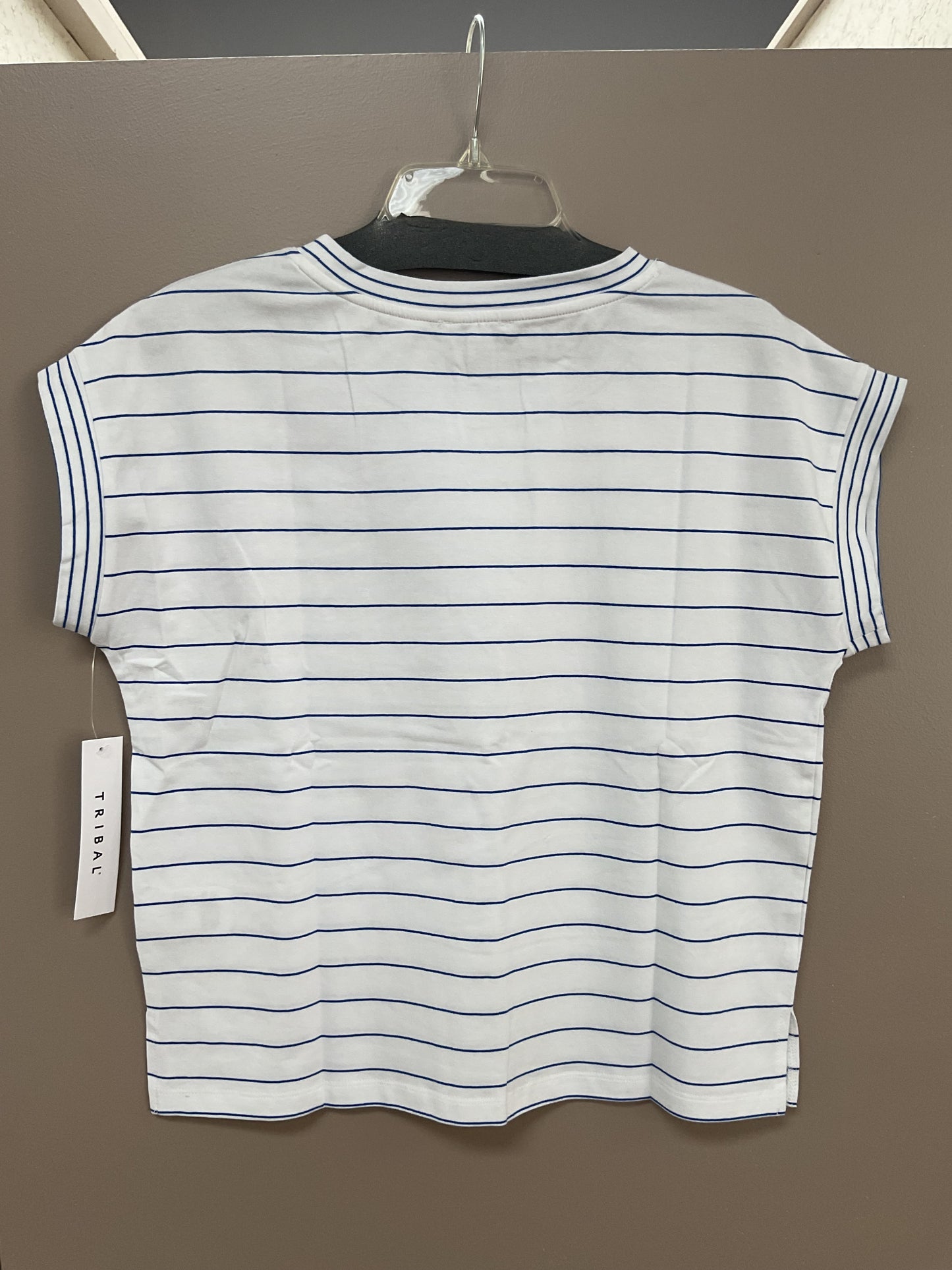 TRIBAL CAP SLEEVE ROYAL/WHITE STRIPED TOP