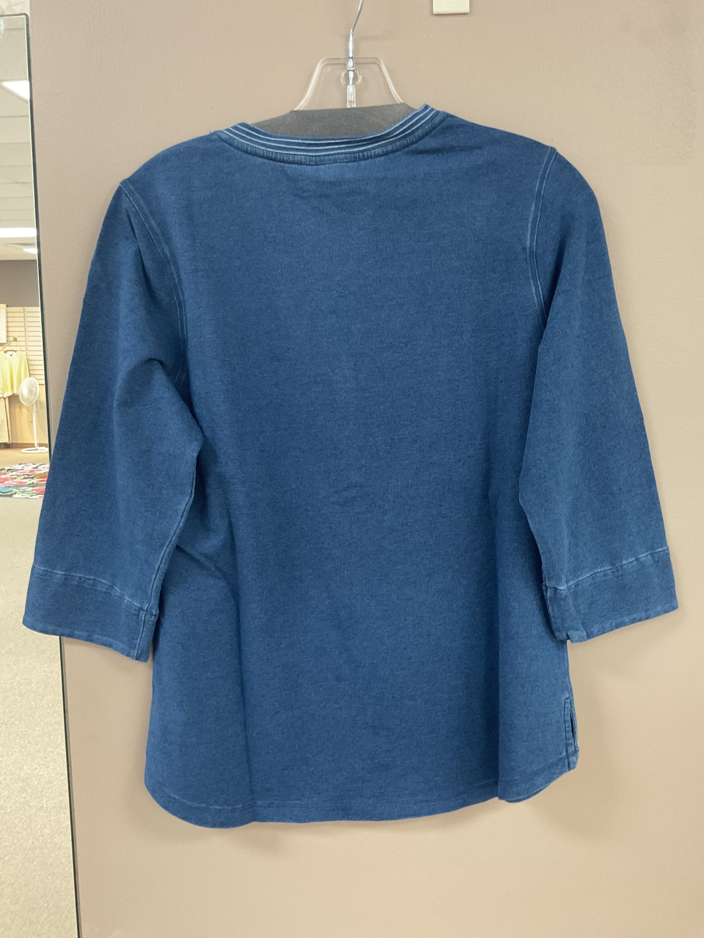 WILD PALMS V NECK MINI STRIPE HENLEY