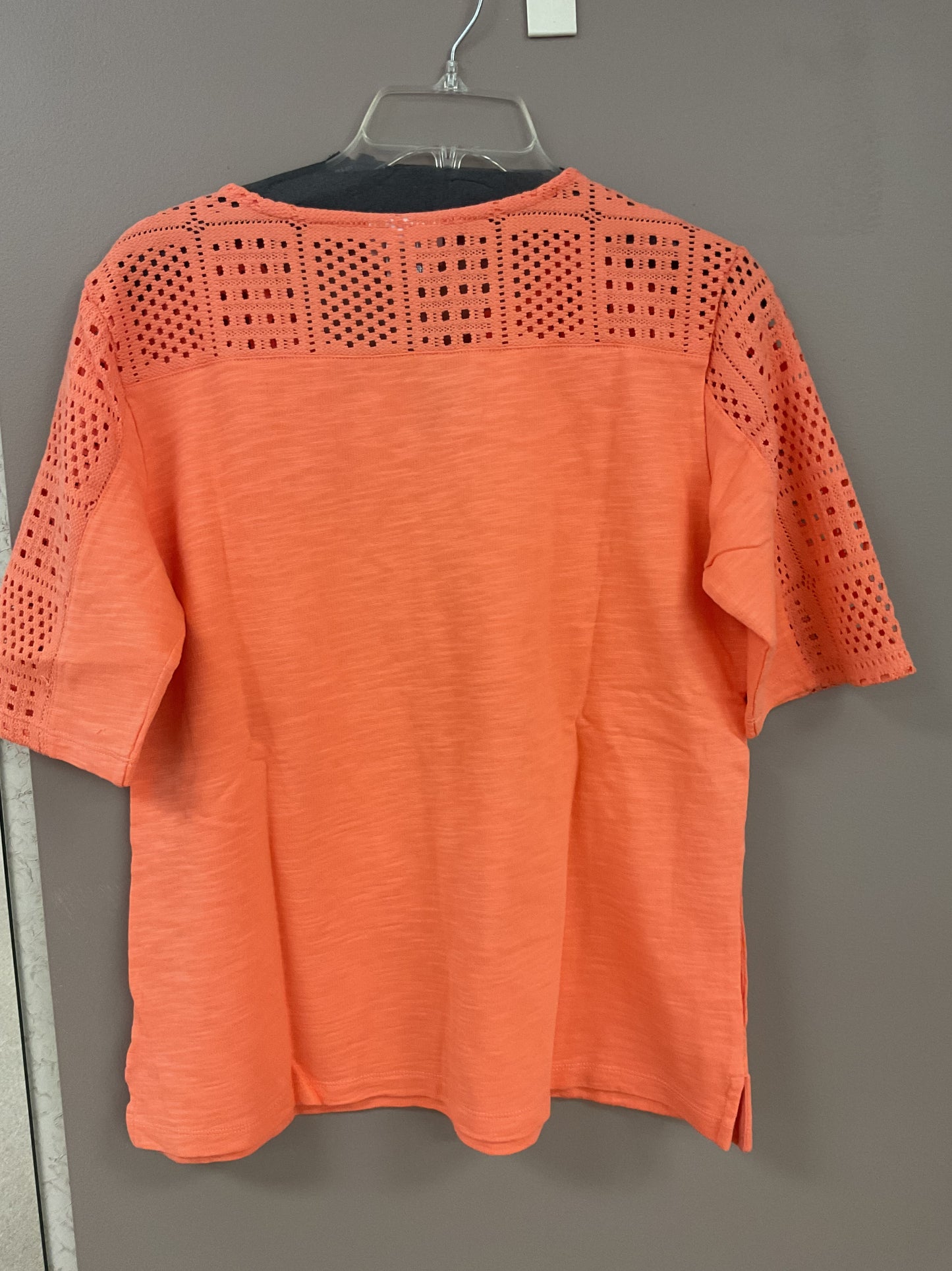 WILD PALMS SLUB FRENCH TERRY ELBOW SLEEVE MESH TOP