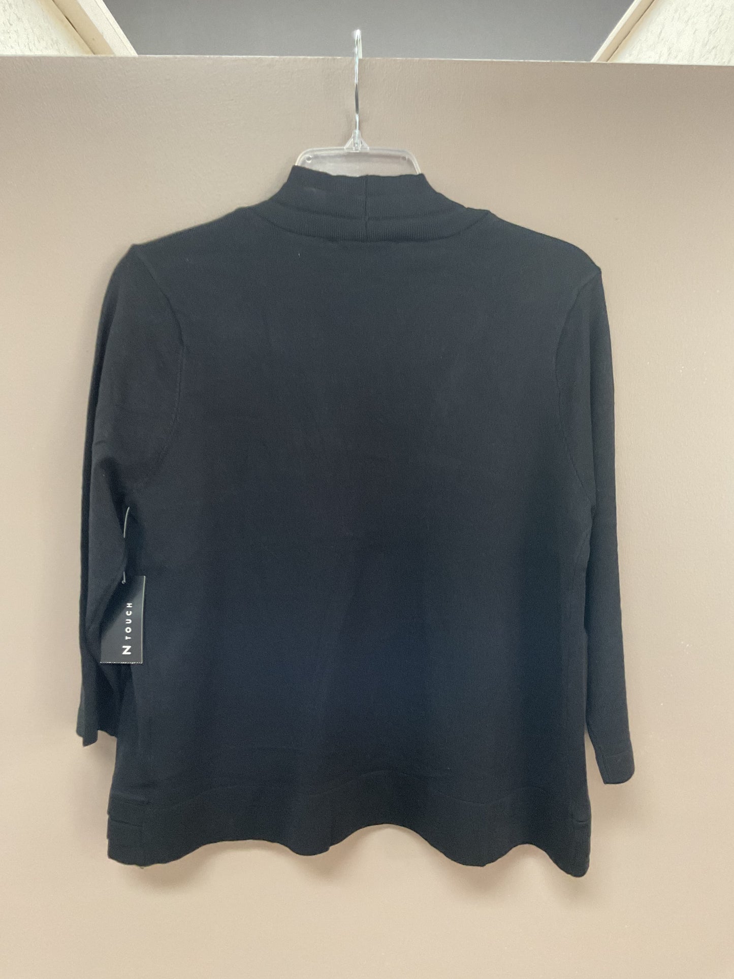 N TOUCH BLACK THREE QUARTER SLEEVE FINE GAUGE SWEATER CARDIGAN