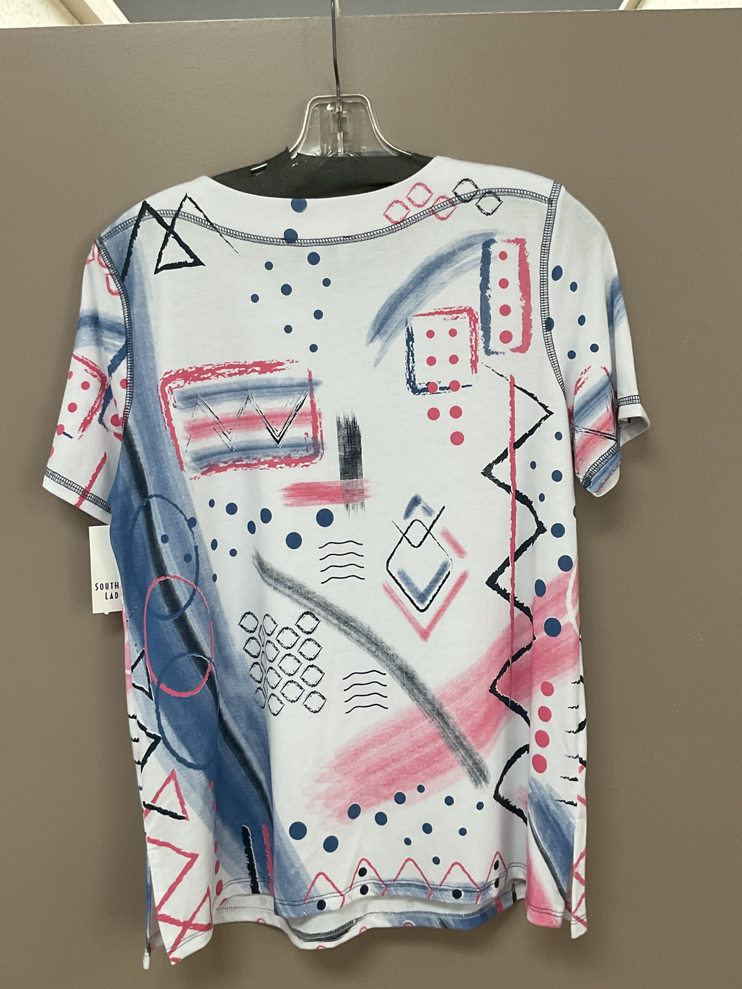 SOUTHERN LADY WHITE/PINK/BLUE SHORT SLEEVE TOP