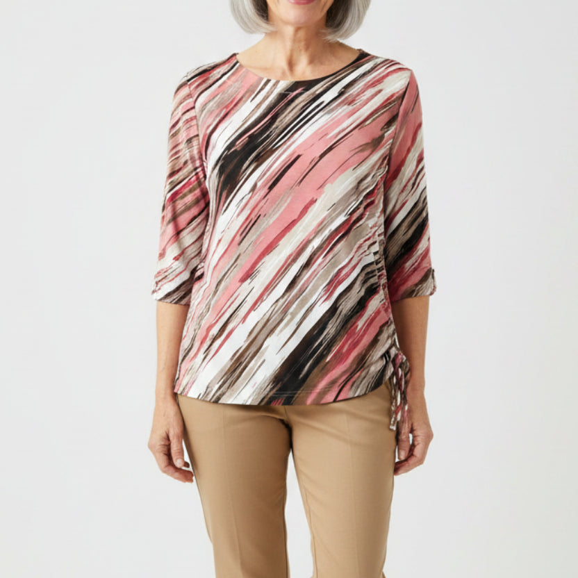 LINKS CORA/WHITE/TAN SIDE TIE TOP