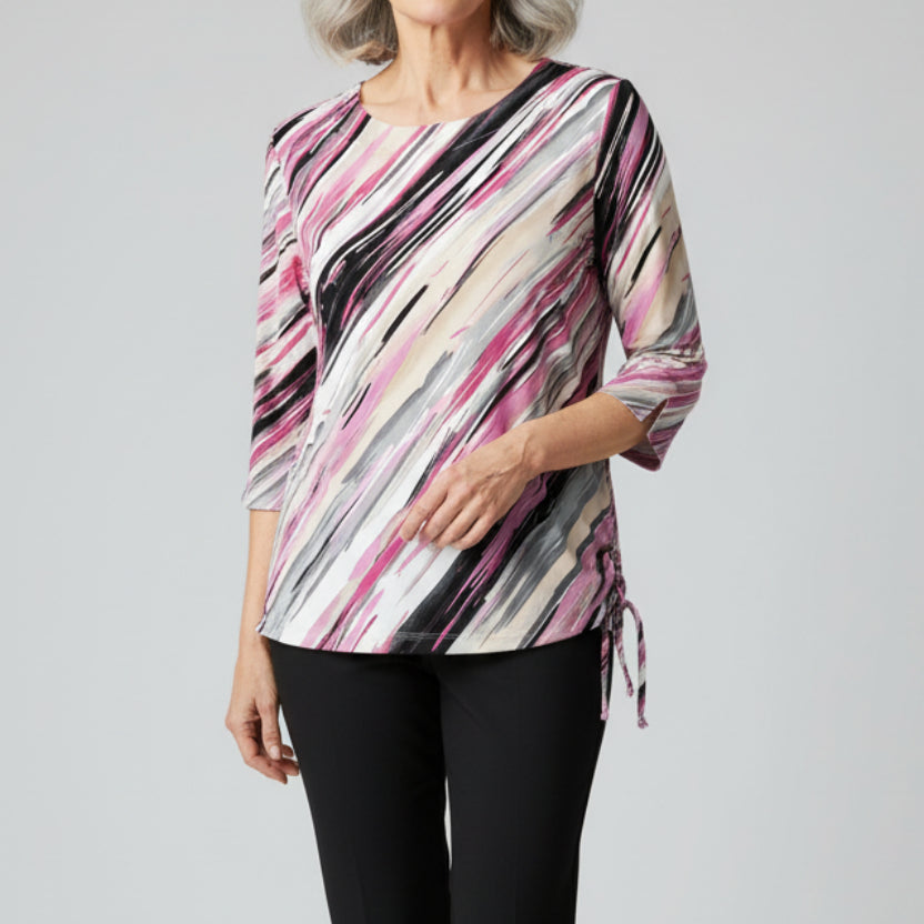 LINKS ROSE/CREAM/TAN SIDE TIE DETAIL TOP