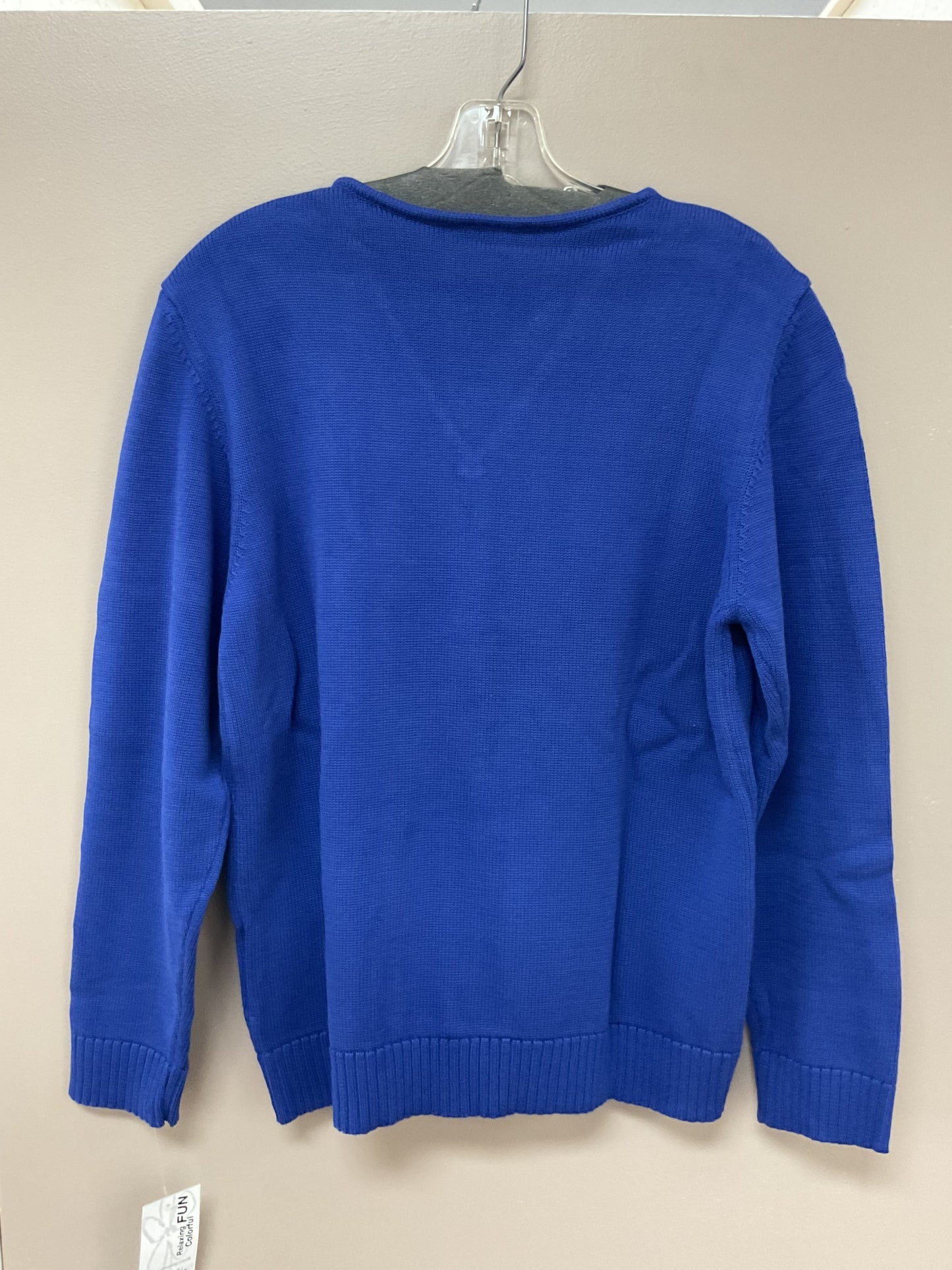 LU LU B 100% COTTON VNECK SWEATER IN SAPPHIRE