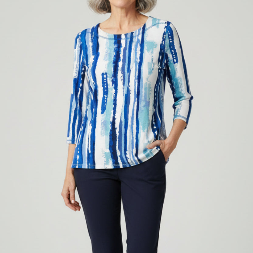 LINKS BLUE TONES PRINT TOP