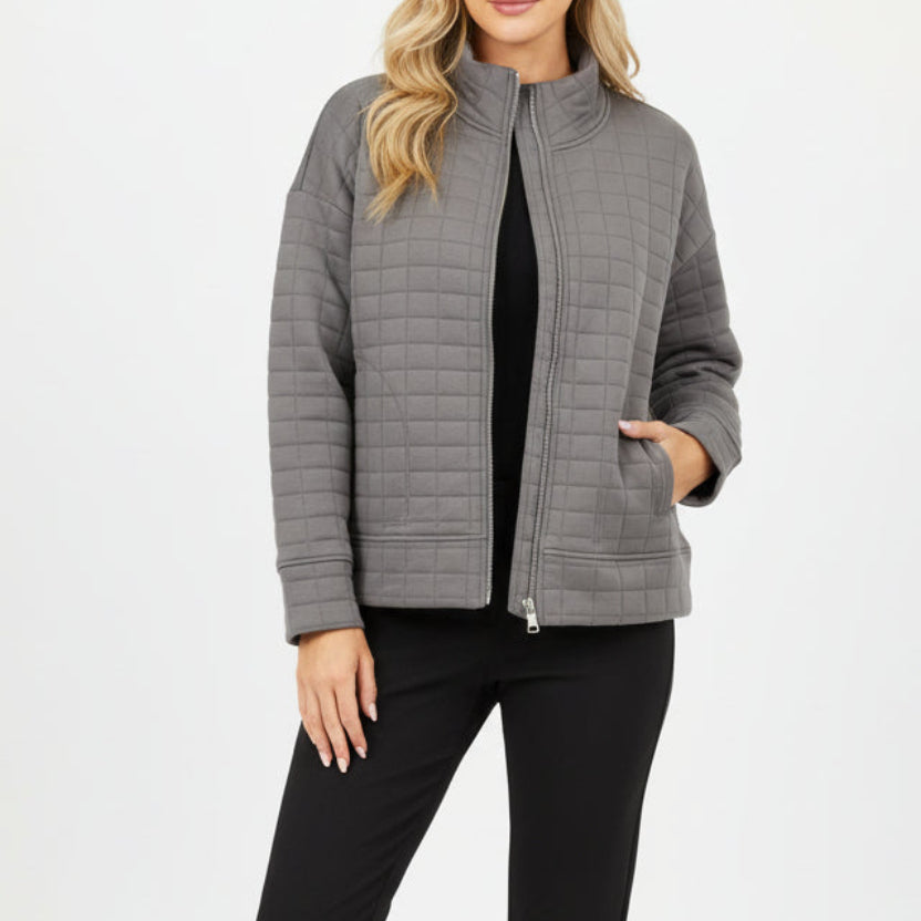 LU LU B TAUPE QUILTED JACKET