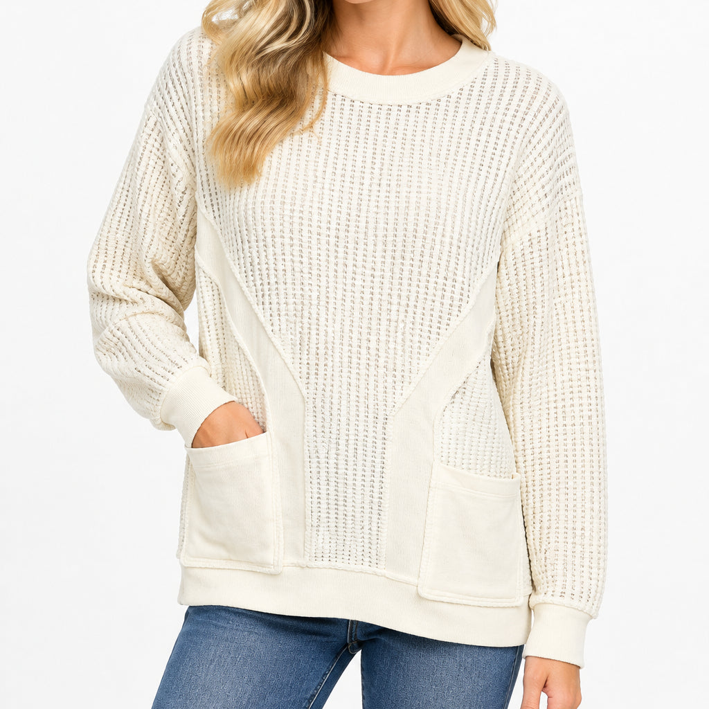 WILD PALMS CREAM CREW NECK