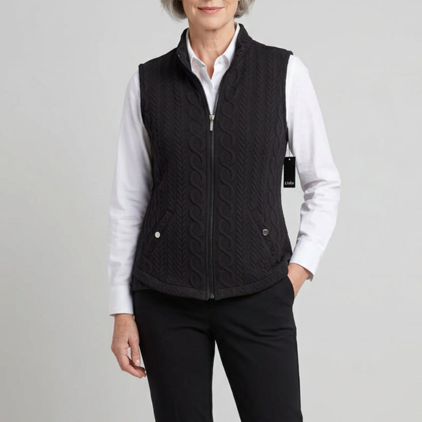LINKS BLACK CABLE KNIT VEST