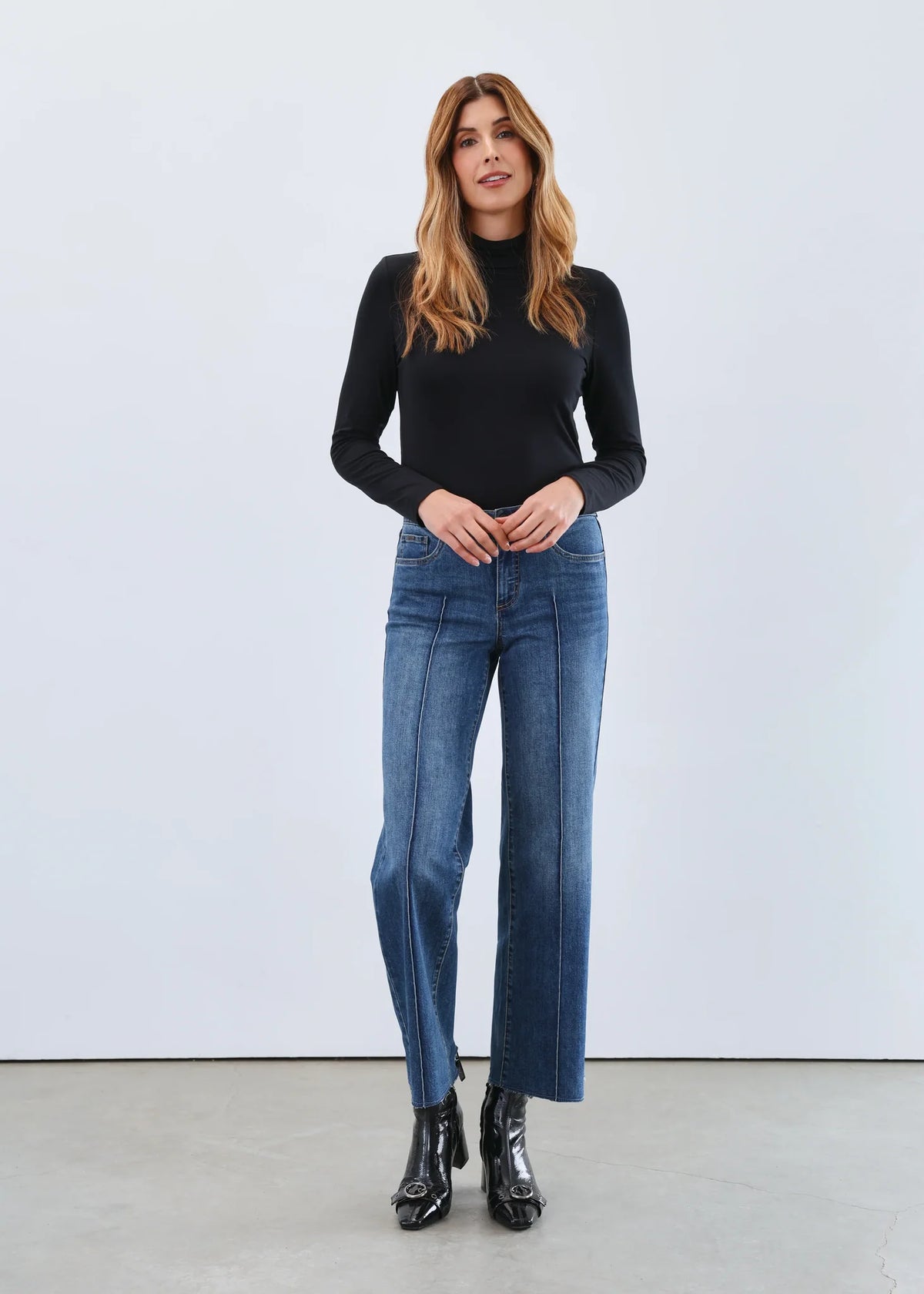 FDJ LONG SLEEVE MOCK NECK BLACK TOP