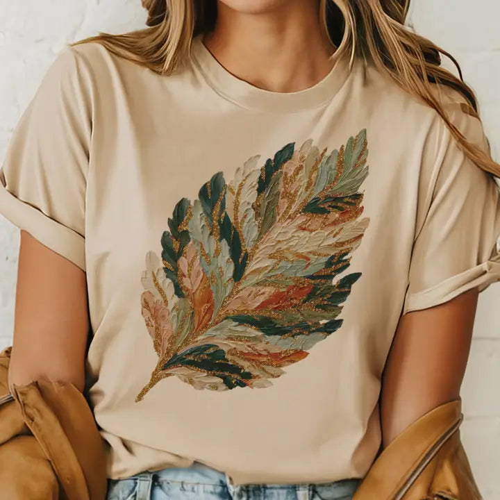 FALL WATERCOLOR LEAF PRINT TSHIRT
