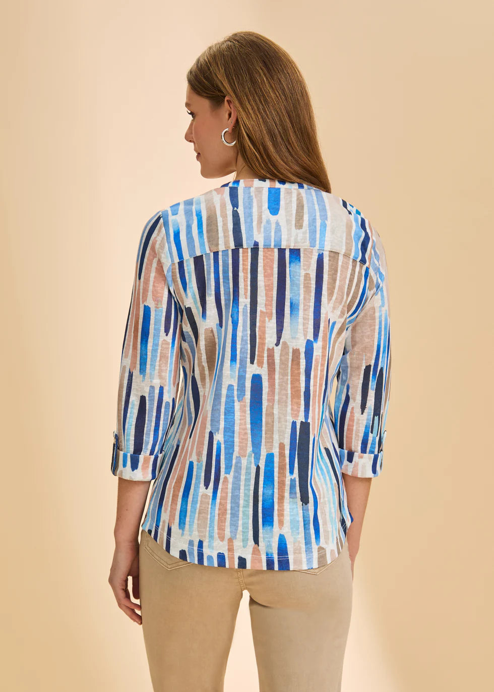 FDJ 3/4 SLEEVE HENLEY TOP