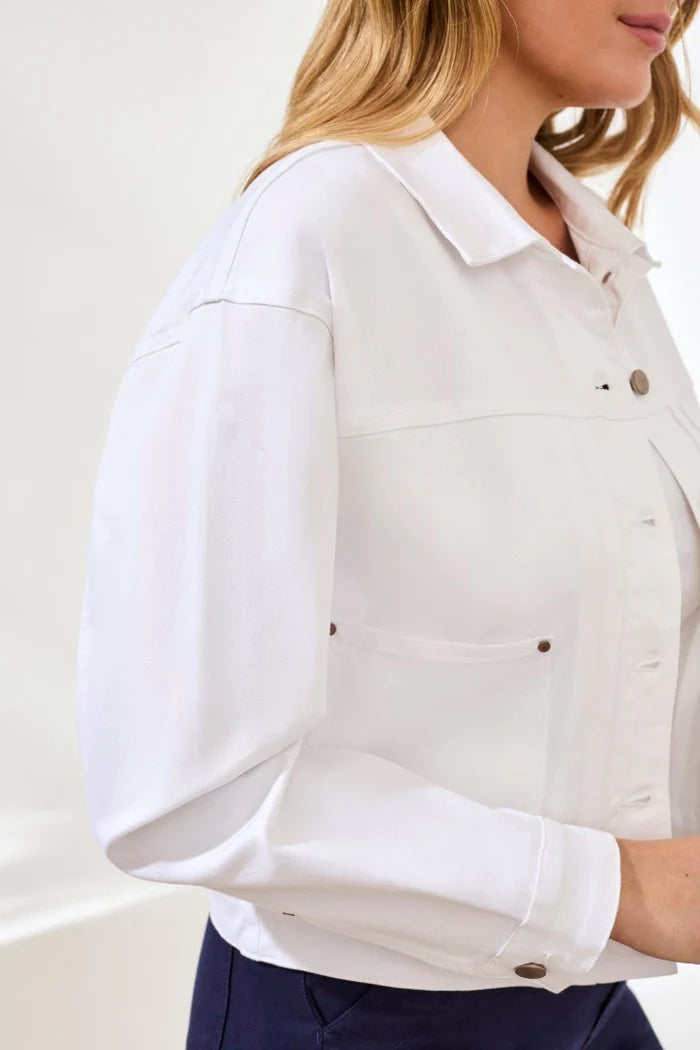 TRIBAL COMFORT STRETCH DENIM BUTTON FRONT JACKET