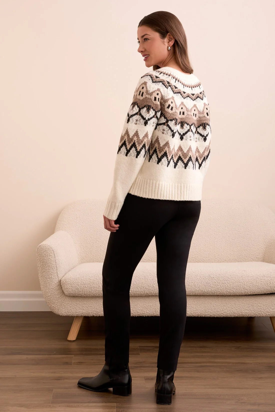 TRIBAL FAIR ISLE BUTTON FRONT SWEATER