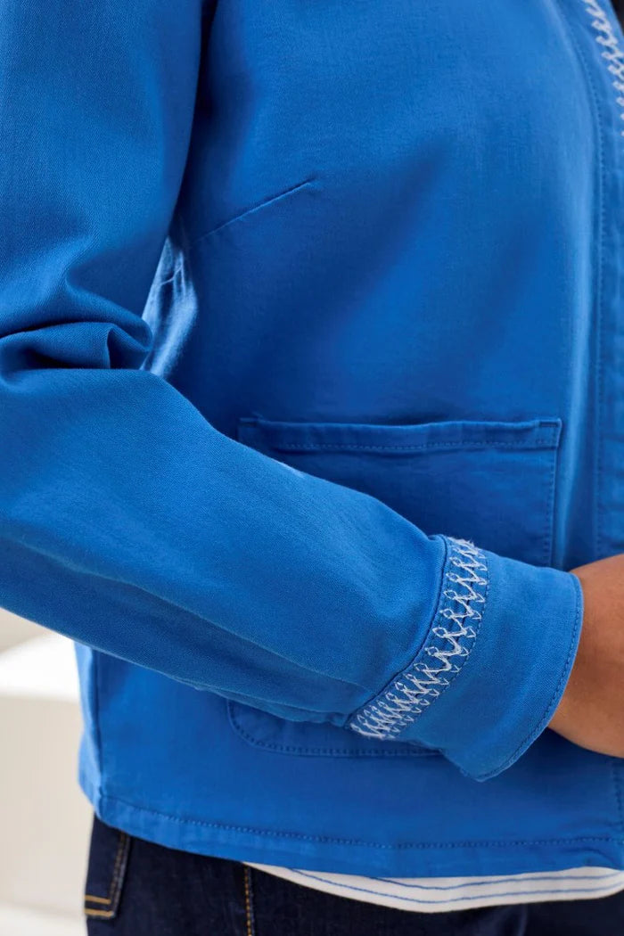 TRIBAL STRETCH DENIM JACKET IN ROYAL