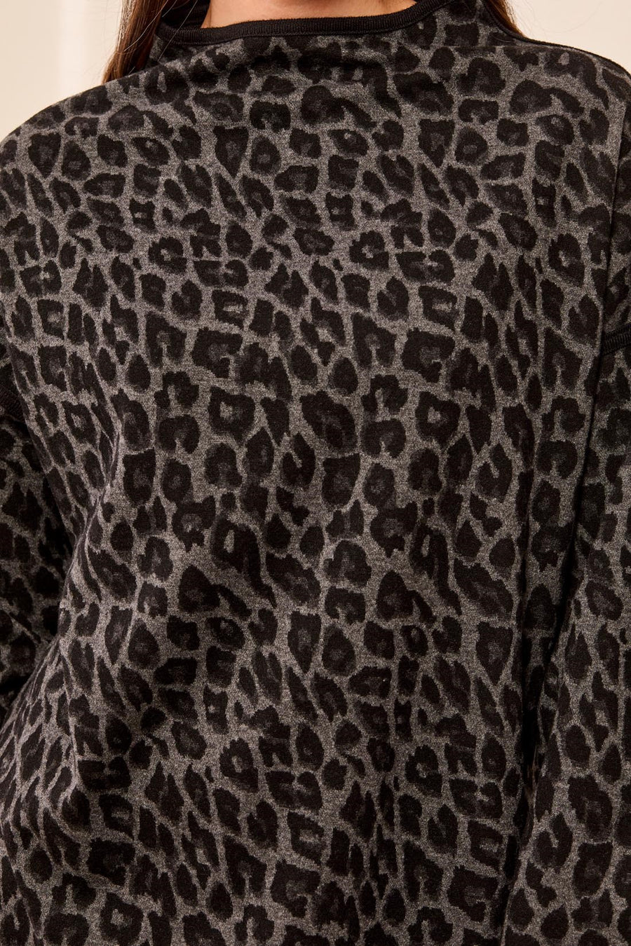 TRIBAL JACQUARD BRUSHED KNIT MOCK NECK