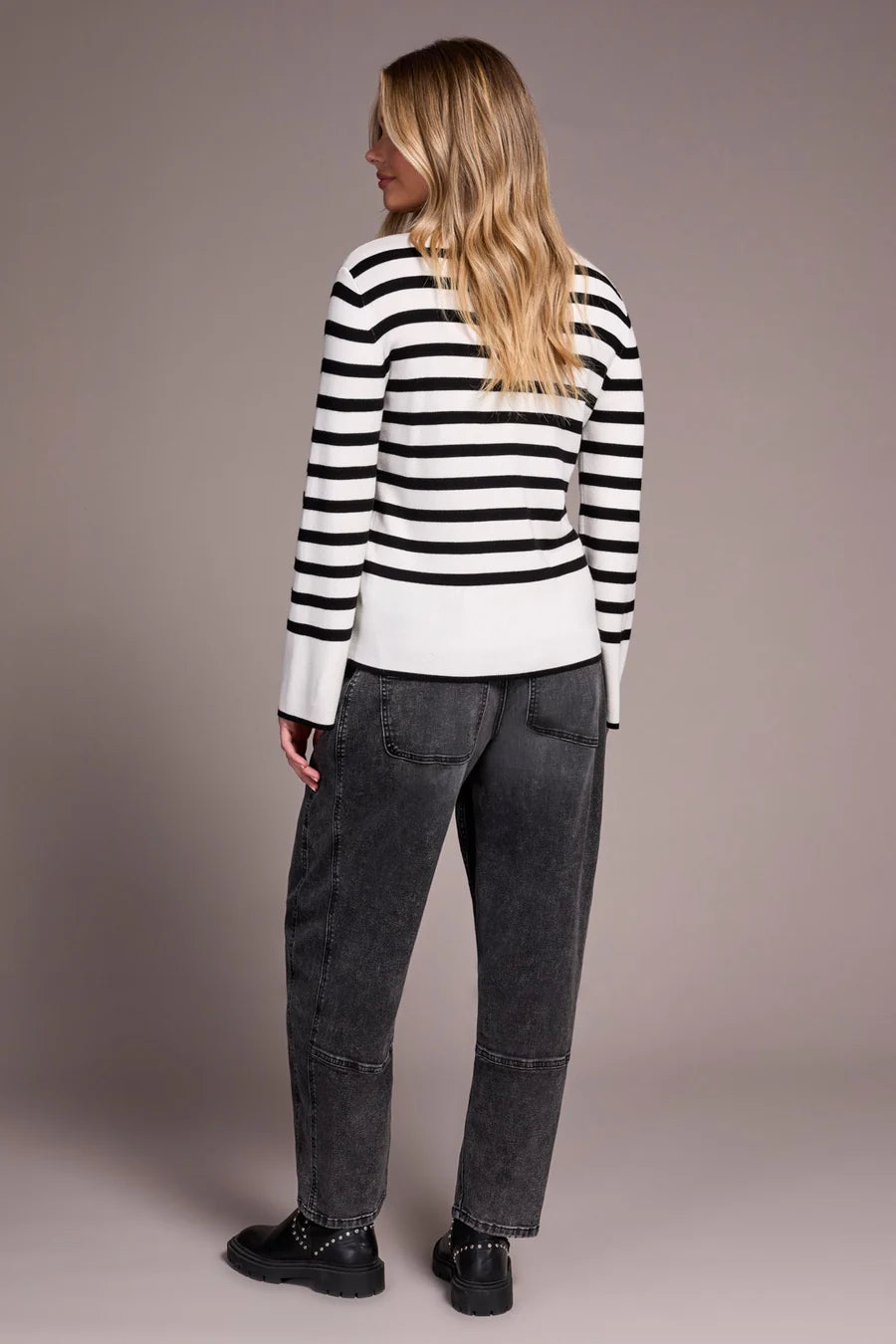 TRIBAL LIGHTWEIGHT MOCK NECK STRIPED SWEATER