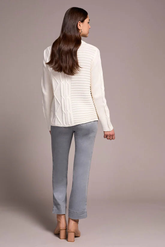 TRIBAL VINTAGE WASHED CABLE KNIT MOCK NECK SWEATER