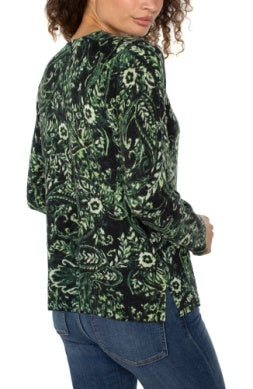 LIVERPOOL LONG RAGLAN SLEEVE TOP IN PAISLEY PRINT