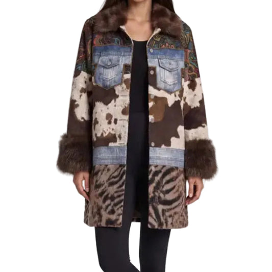 ADORE MIXED MEDIA FAUX FUR STATEMENT COAT