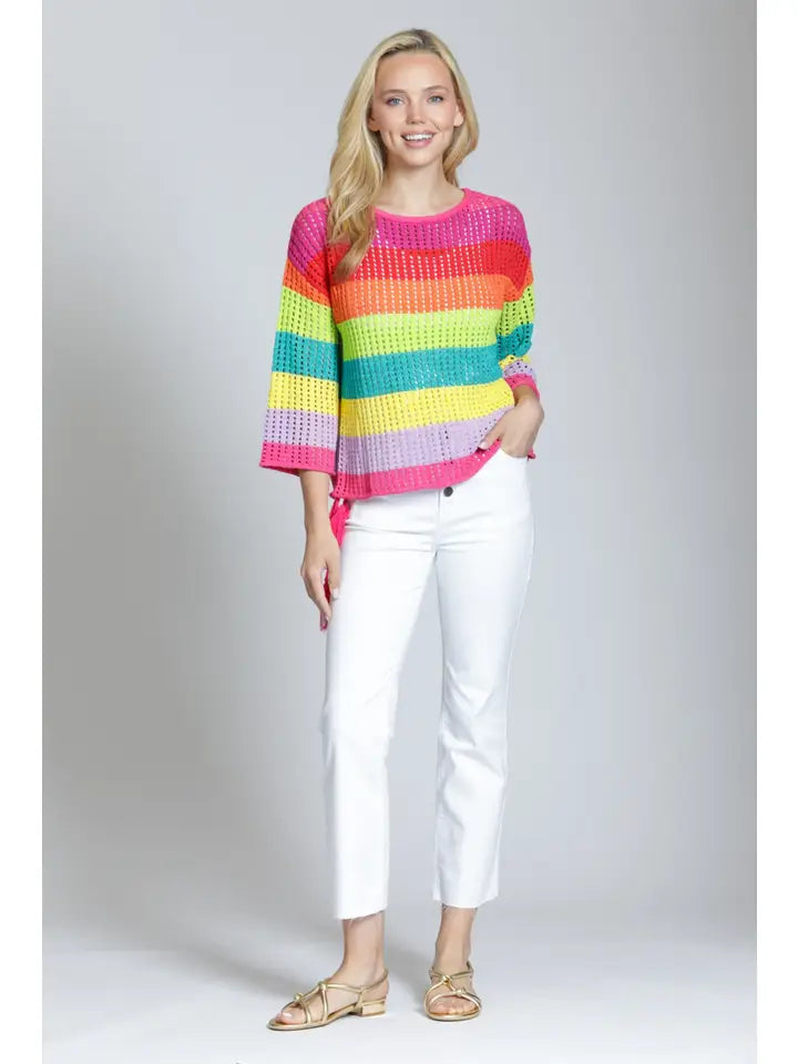 APNY Lattice Stripe Crew-Orange Multi