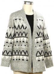 SOUTHERN LADY GRAY/CREAM/BLACK CARDIGAN