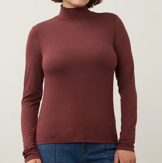 FDJ MOCK NECK KNIT TOP IN FIG