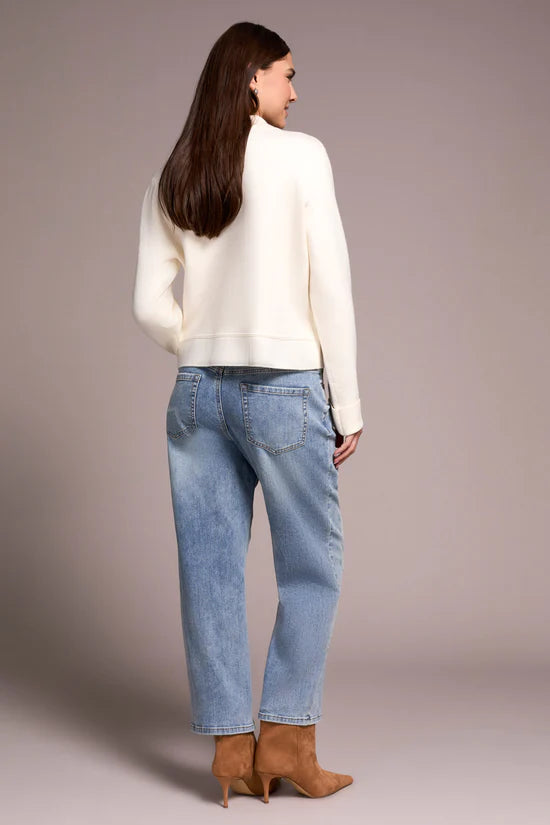 TRIBAL DOUBLE KNIT COLLARED SWEATER IN MOONSTONE