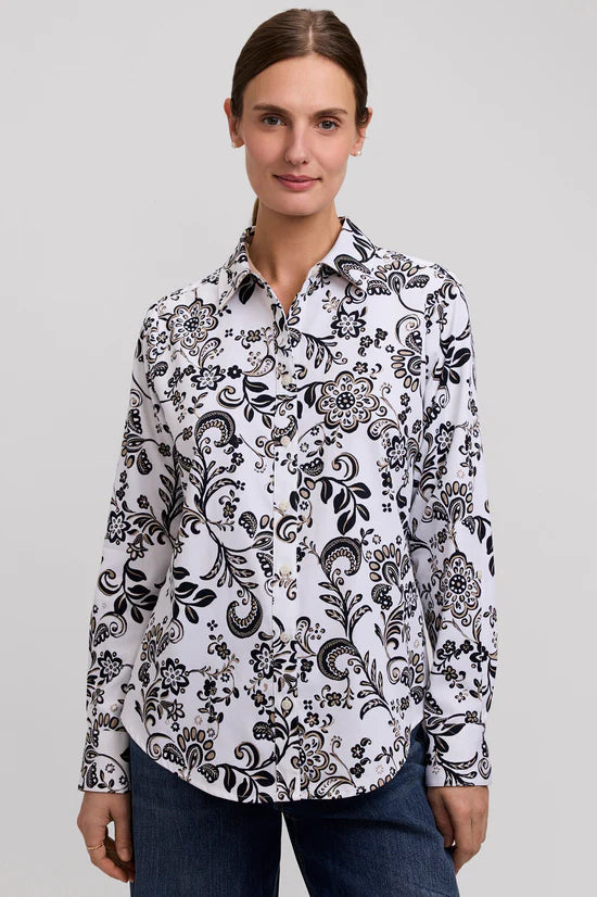 FOXCROFT MARGIE ABSTRACT DAISY LONG SLEEVE