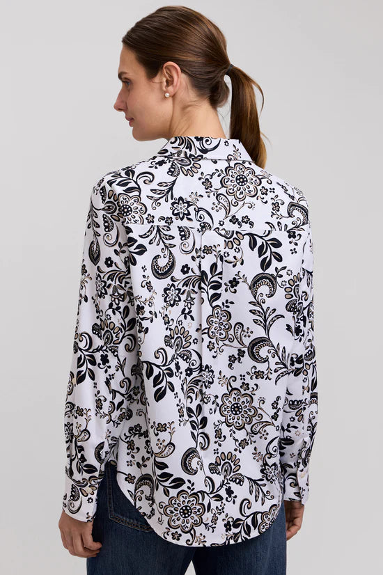 FOXCROFT MARGIE ABSTRACT DAISY LONG SLEEVE