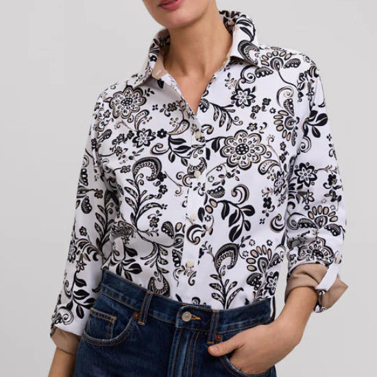FOXCROFT MARGIE ABSTRACT DAISY LONG SLEEVE
