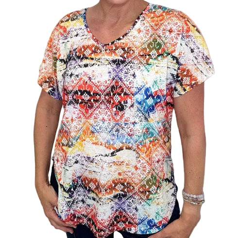 ETHYL PRINT VNECK TOP