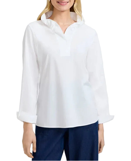 FOXCROFT NO IRON STRETCH LONG SLEEVE POPOVER BLOUSE