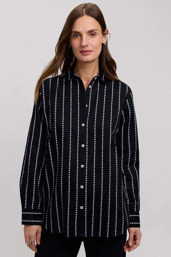 FOXCROFT DOTTED STRIPE LONG SLEEVE