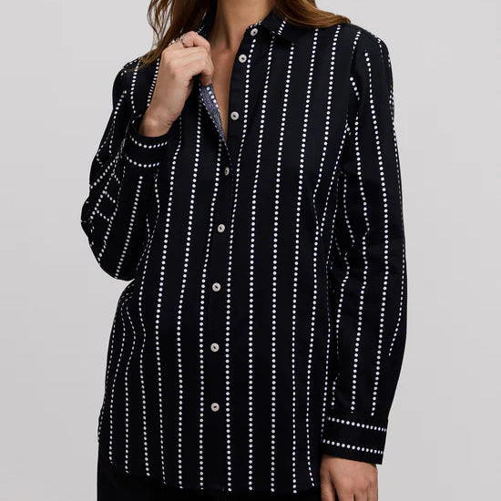 FOXCROFT DOTTED STRIPE LONG SLEEVE