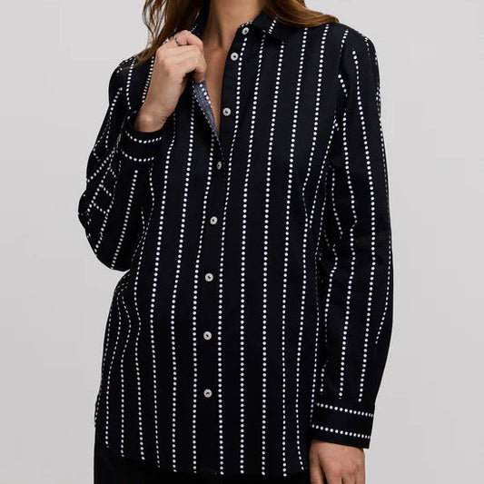 FOXCROFT DOTTED STRIPE LONG SLEEVE