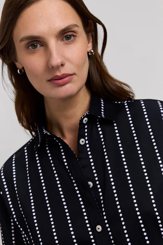 FOXCROFT DOTTED STRIPE LONG SLEEVE