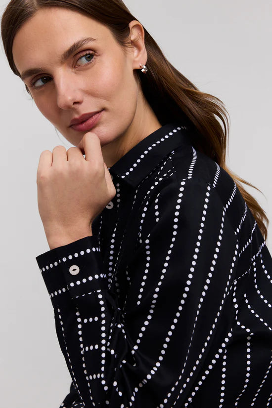 FOXCROFT DOTTED STRIPE LONG SLEEVE