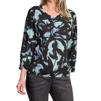 TRIBAL SOFT YARN THREE QUARTER SLEEVE CREWNECK SWEATER IN MINT