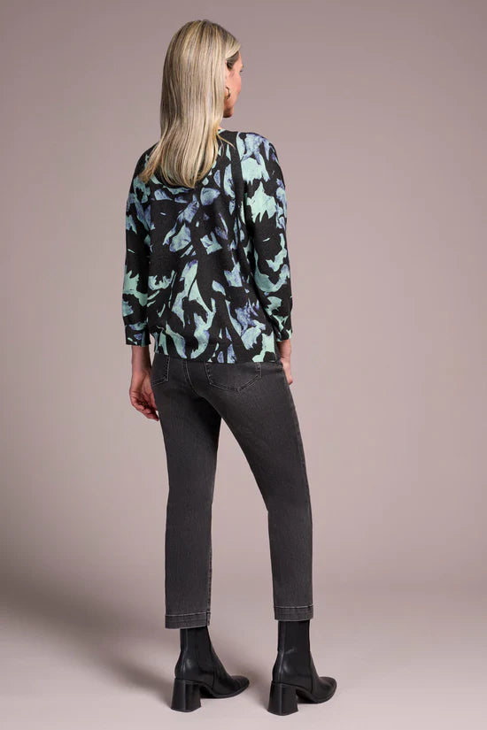 TRIBAL SOFT YARN THREE QUARTER SLEEVE CREWNECK SWEATER IN MINT